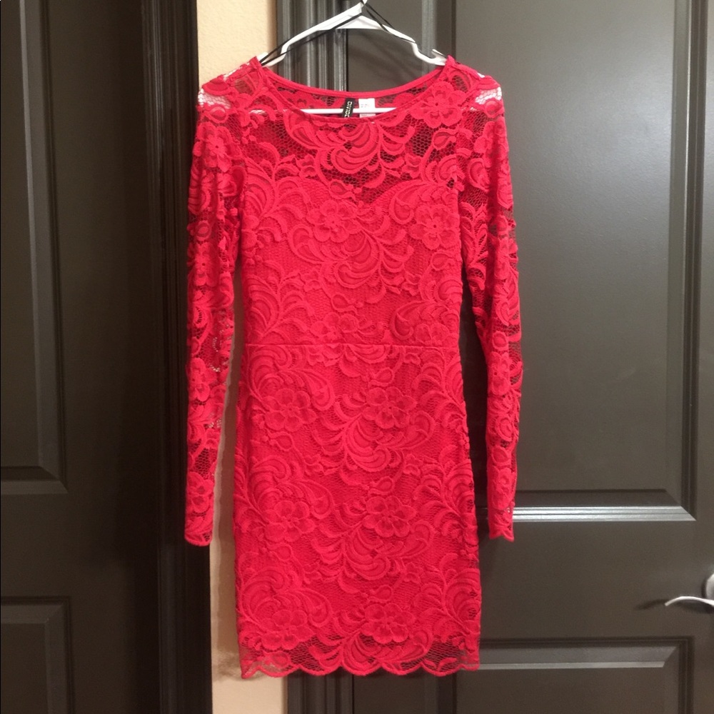 H&m red lace bodycon dress